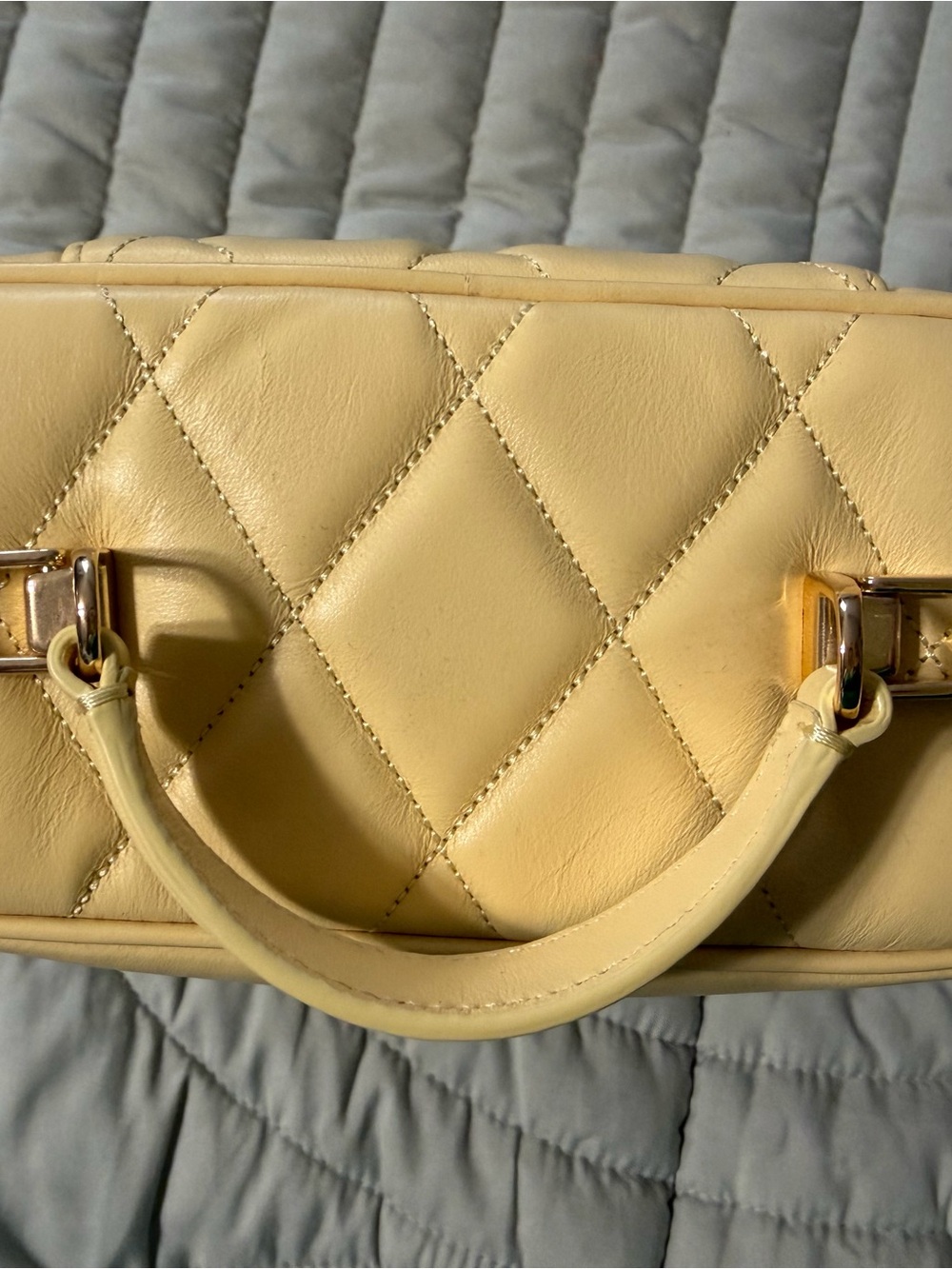 kate spade Quilted Lemon Yellow Top-Handle Cosmetic Case - Picture 7 of 14